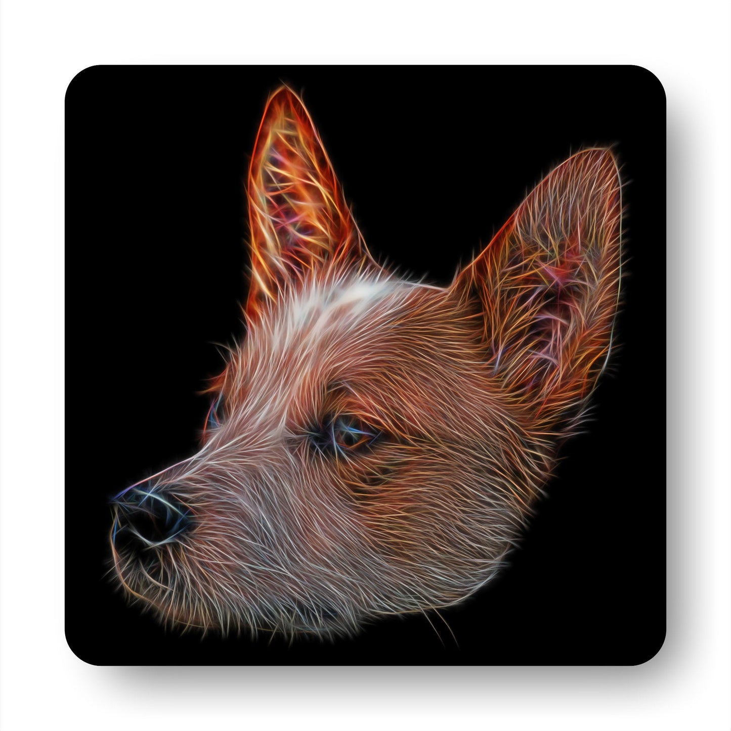 Australian Cattle Dog - Red Heeler Coasters, Set of 4, with Stunning Fractal Art Design, Red Heeler Owner Gift