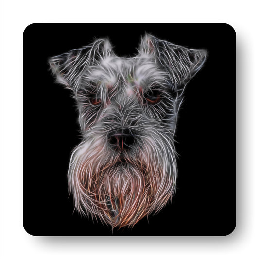 Schnauzer Coaster Set with Stunning Fractal Art Design, Schnauzer Owner Gift