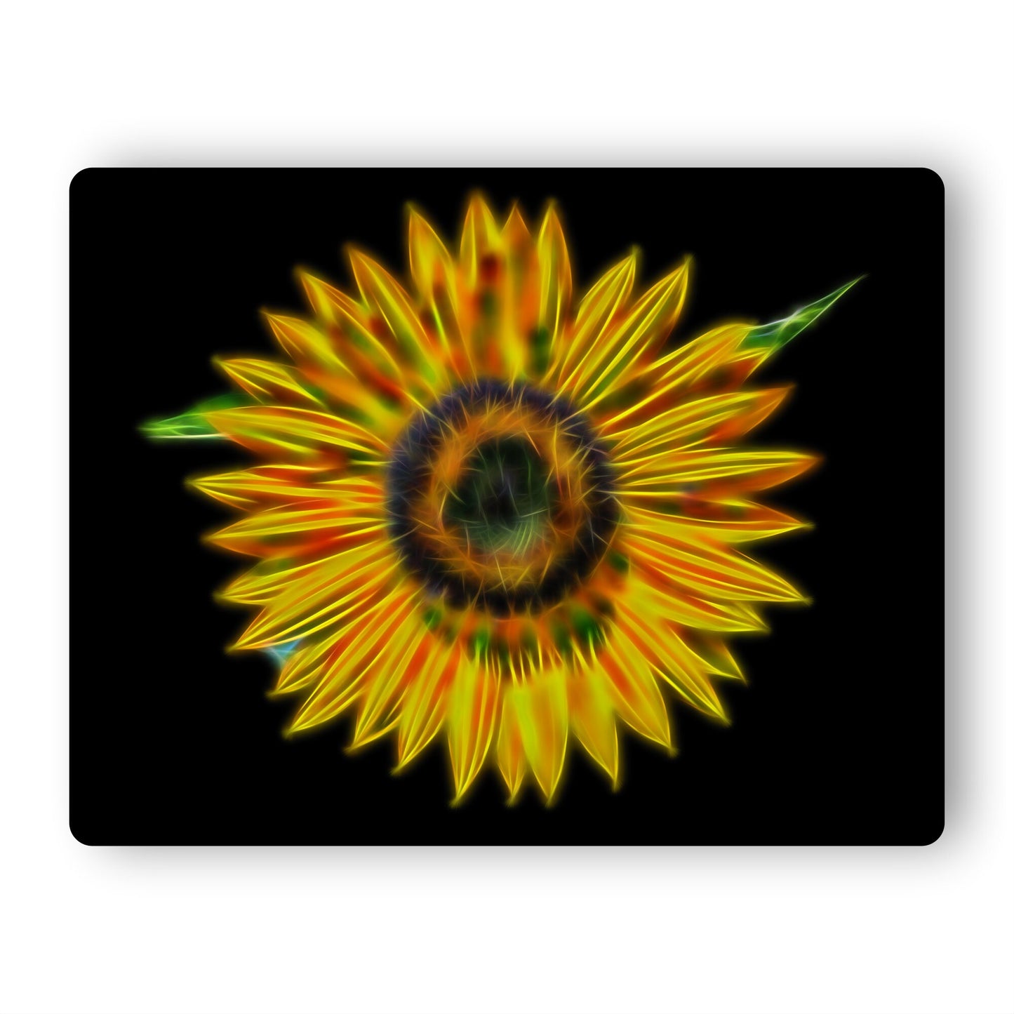 Sunflower Metal Wall Plaque with Stunning Fractal Art Design