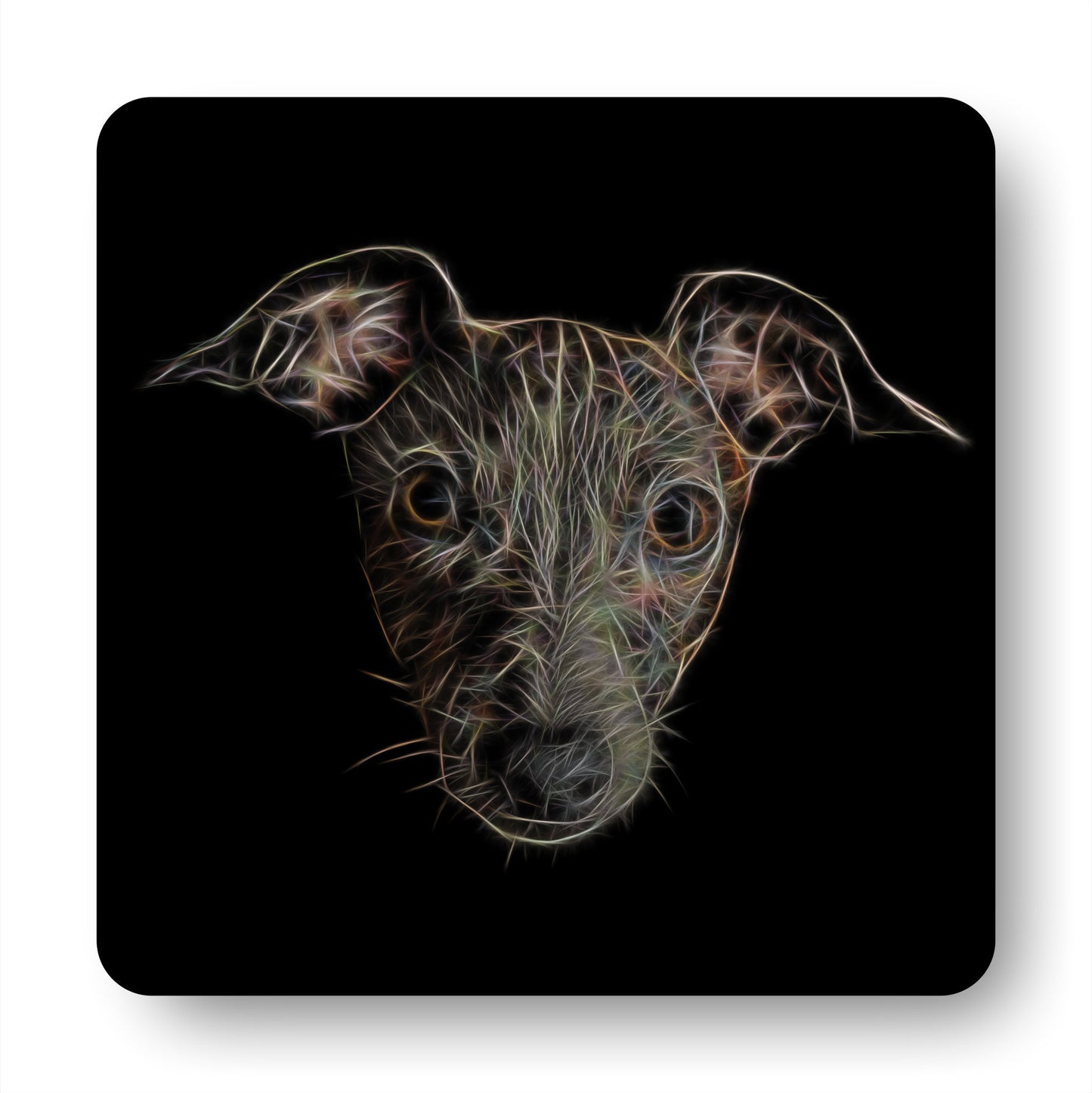 Italian Greyhound Coasters, Set of 2, with Stunning Fractal Art Design.