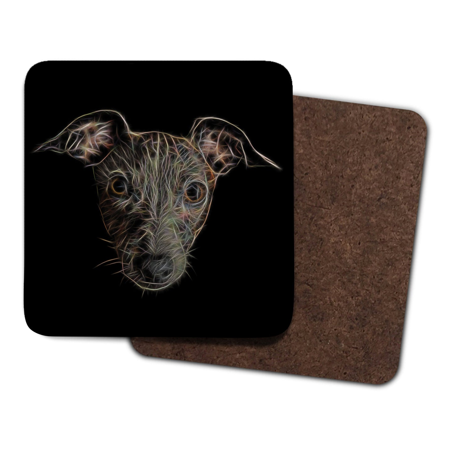 Italian Greyhound Coasters, Set of 2, with Stunning Fractal Art Design.