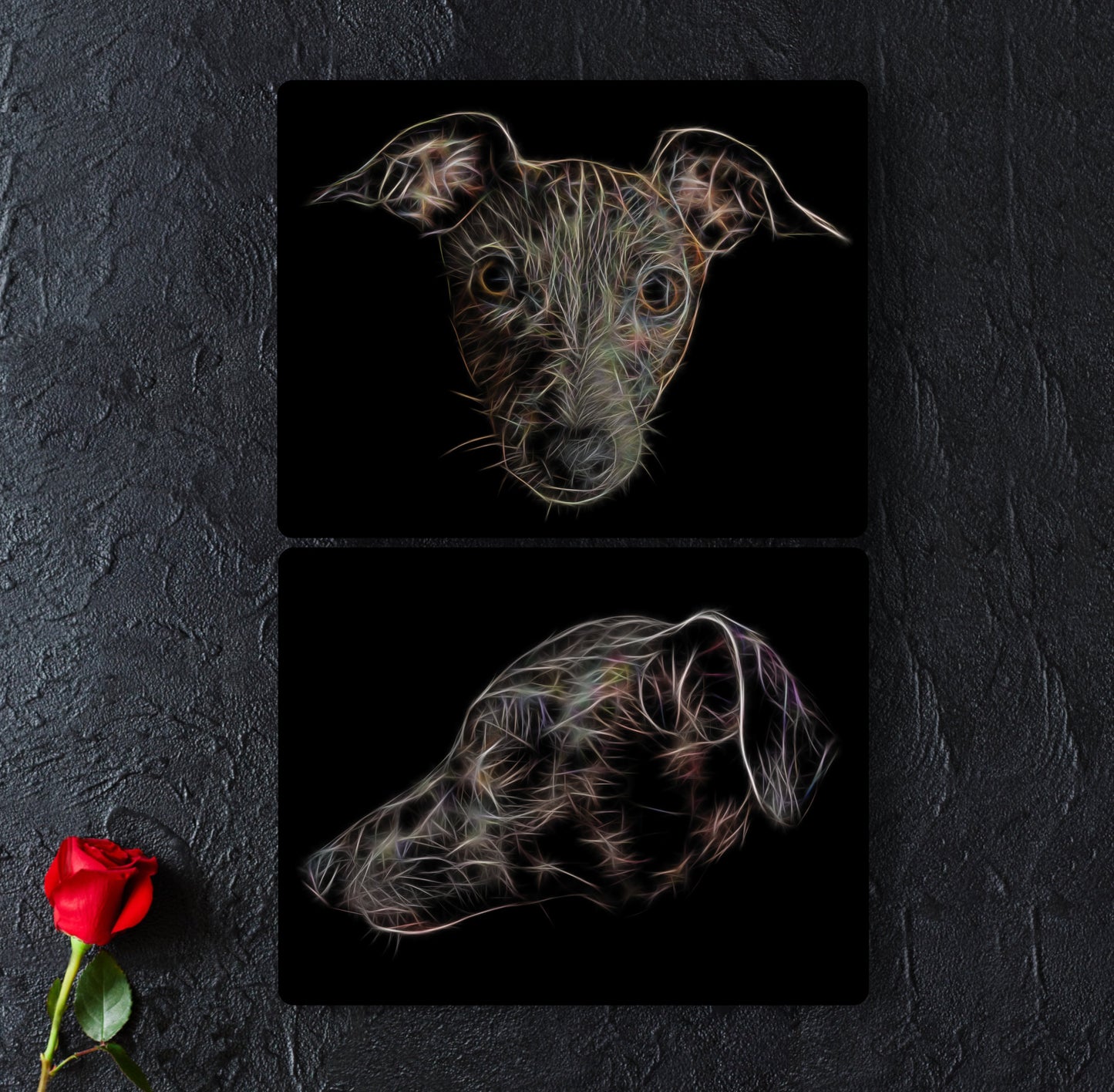 Italian Greyhound Metal Wall Plaque with Fractal Art Design, Perfect Dog Owner Gift.