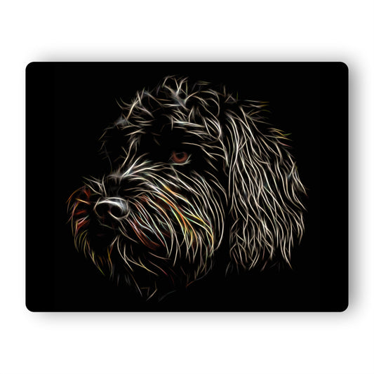 Black Labradoodle Metal Wall Plaque with Stunning Fractal Art Design
