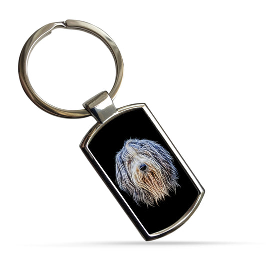 Bearded Collie Metal Rectangle Keyring