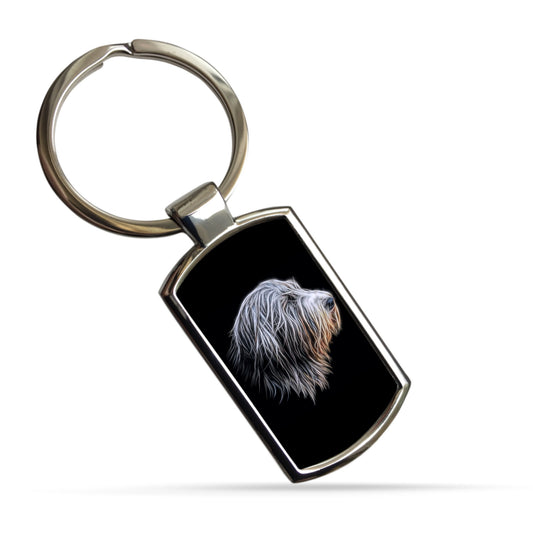 Bearded Collie Metal Rectangle Keyring