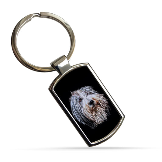 Bearded Collie Metal Rectangle Keyring