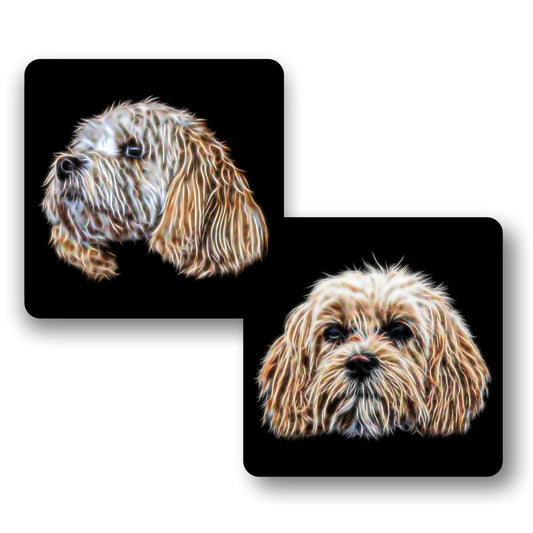 Cavachon Coasters, Set of 2, with Stunning Fractal Art Design.