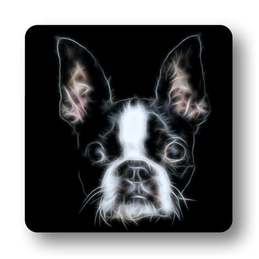 Boston Terrier Coasters, Set of 2, with Stunning Fractal Art Design.