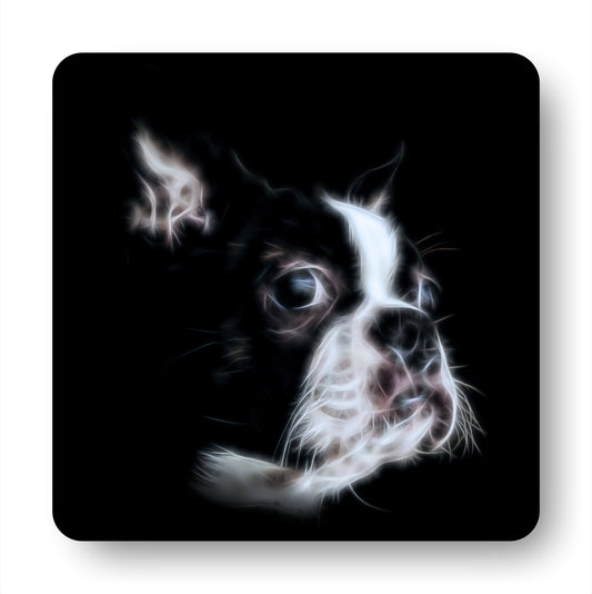 Boston Terrier Coasters, Set of 2, with Stunning Fractal Art Design.