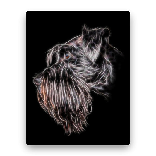 Black Schnauzer Metal Wall Plaque with Stunning Fractal Art Design.