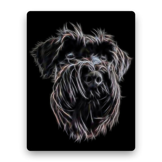 Black Schnauzer Metal Wall Plaque with Stunning Fractal Art Design.