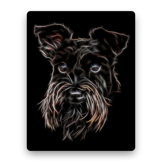 Black Schnauzer Metal Wall Plaque with Stunning Fractal Art Design.