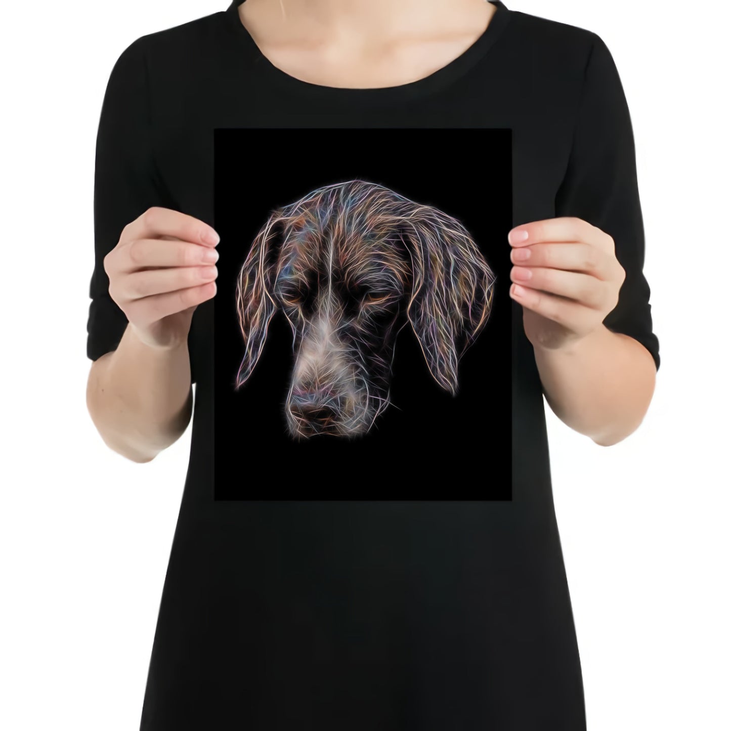 German Shorthaired Pointer Metal Wall Plaque with Stunning Fractal Art Design