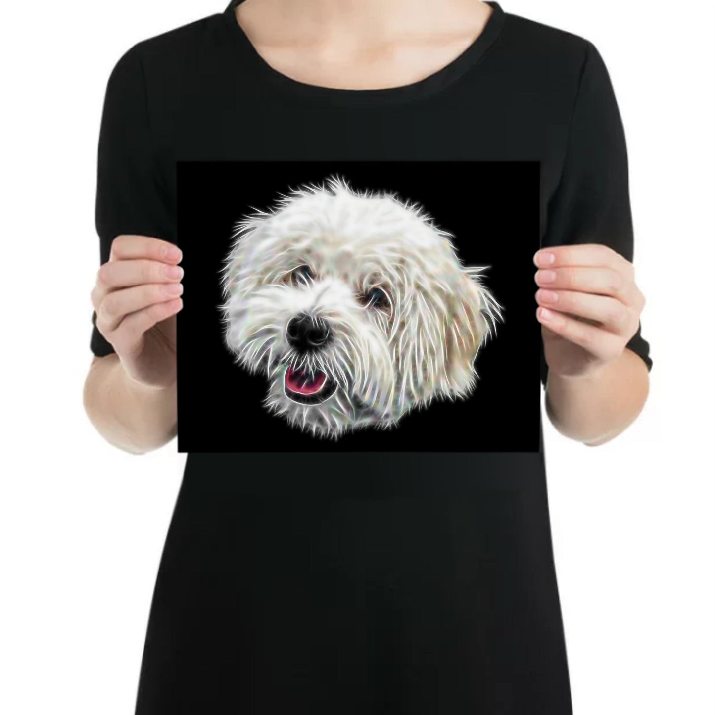 Coton De Tulear Metal Wall Plaque with Stunning Fractal Art Design