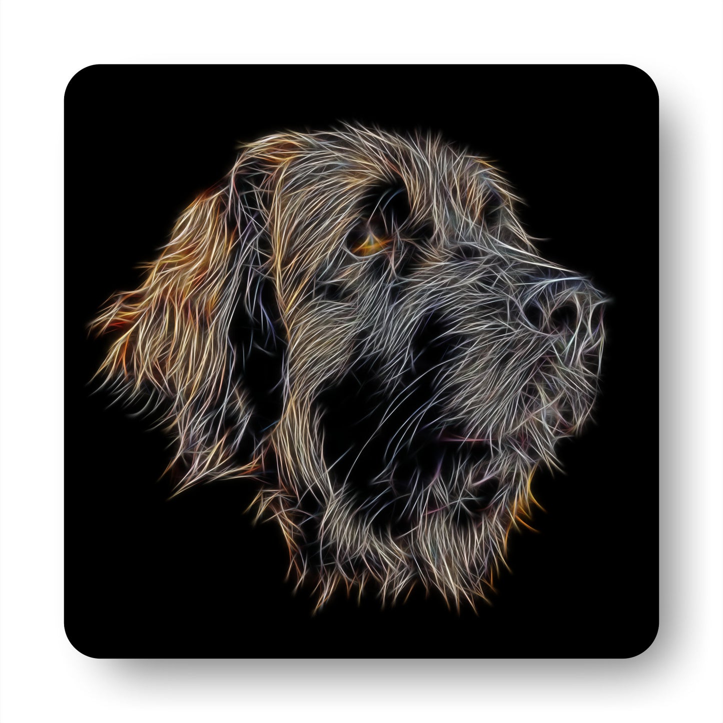 Leonberger Coaster Set with Stunning Fractal Art Design.