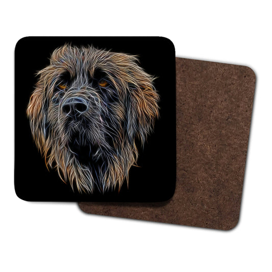 Leonberger Coaster Set with Stunning Fractal Art Design.
