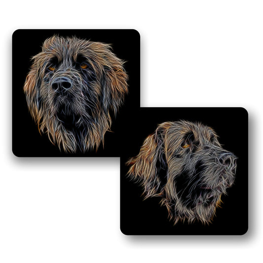Leonberger Coaster Set with Stunning Fractal Art Design.