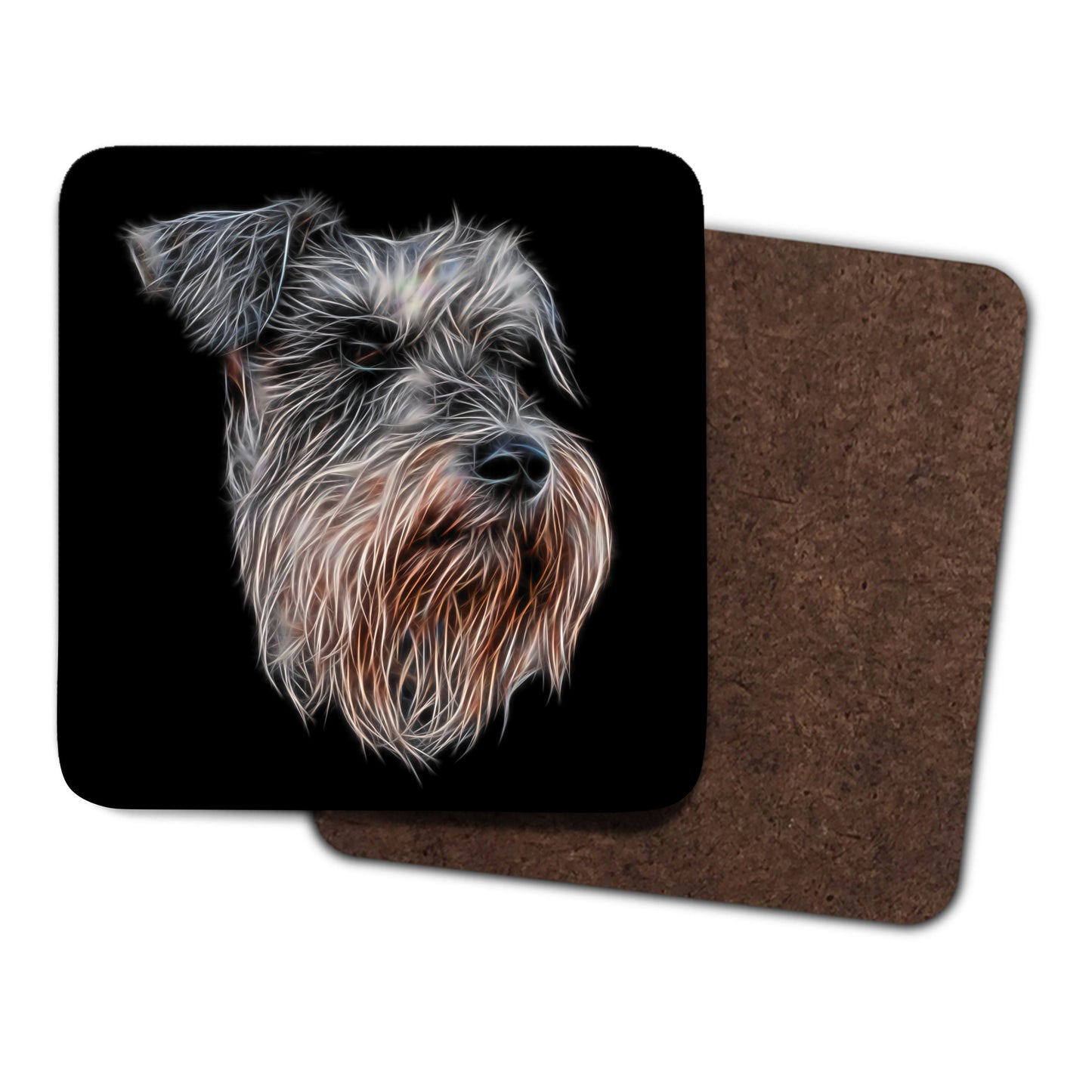Schnauzer Coaster Set with Stunning Fractal Art Design, Schnauzer Owner Gift