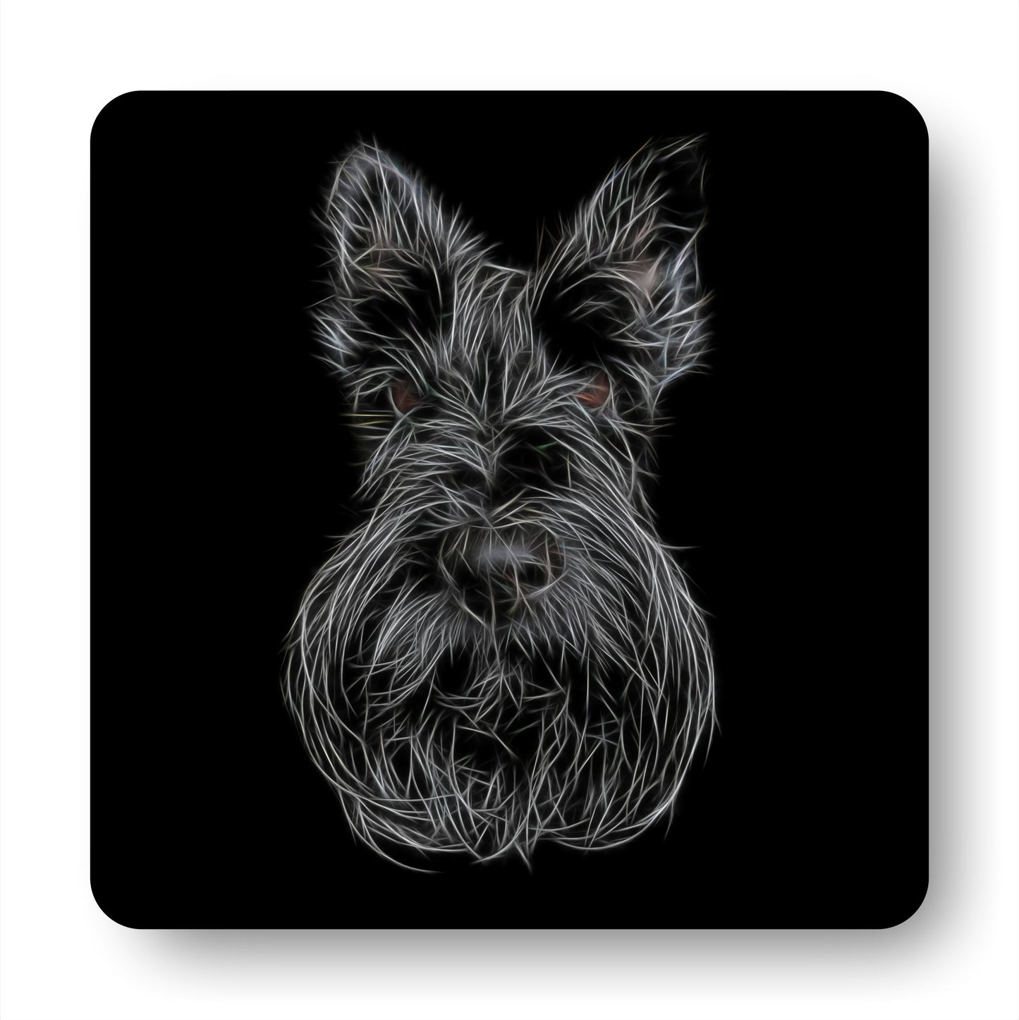 Scottish Terrier Coasters, Set of 2, with Stunning Fractal Art Design.
