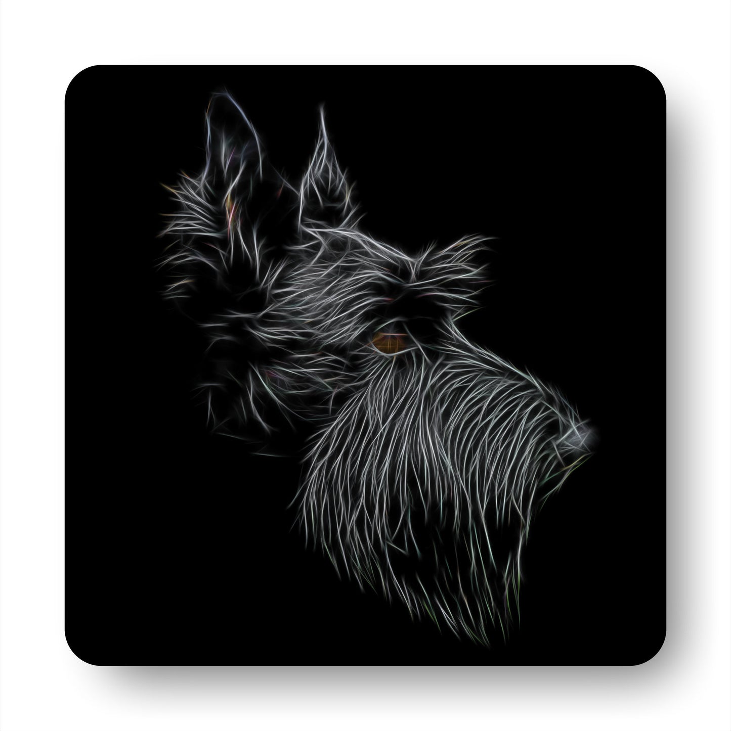 Scottish Terrier Coasters, Set of 2, with Stunning Fractal Art Design.