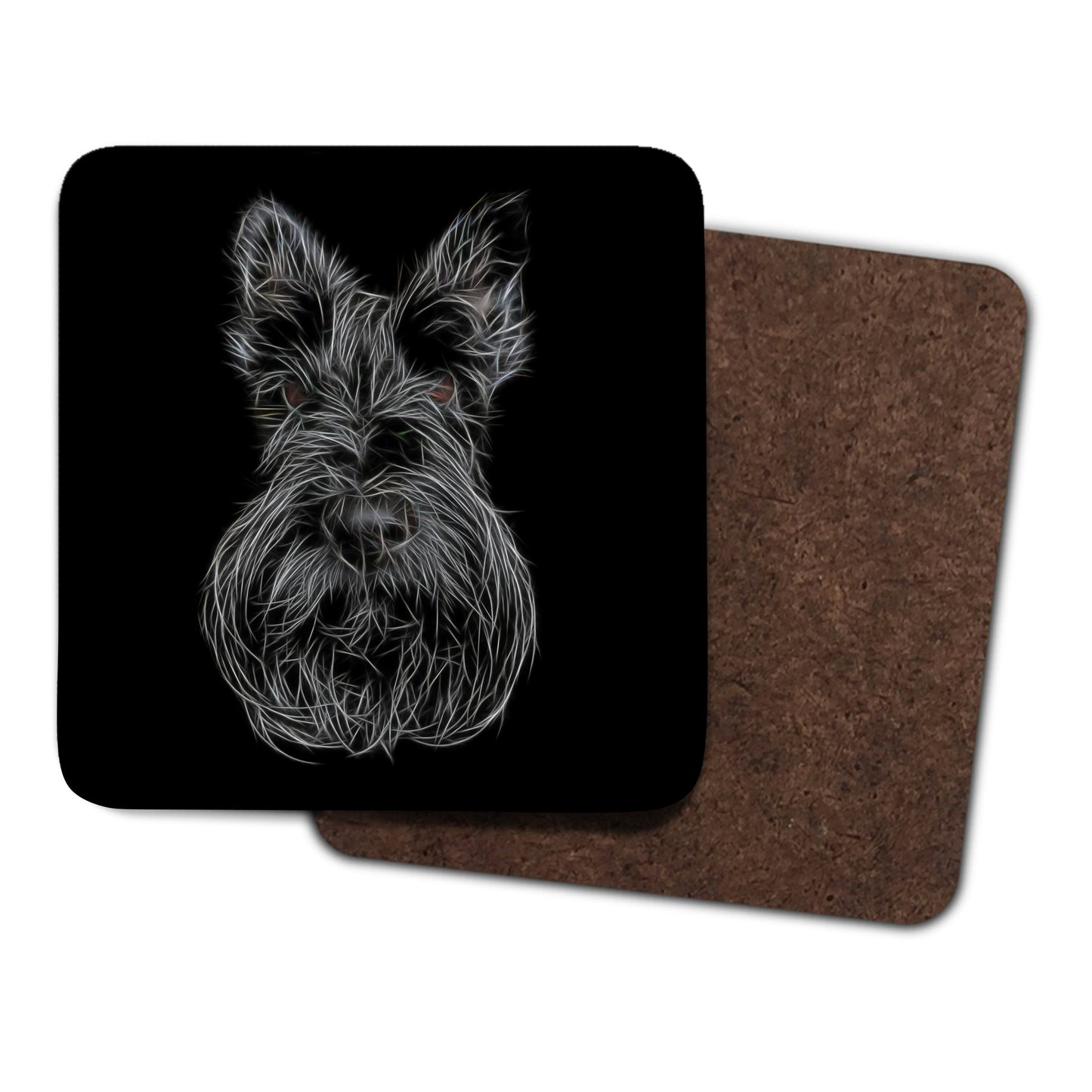 Scottish Terrier Coasters, Set of 2, with Stunning Fractal Art Design.