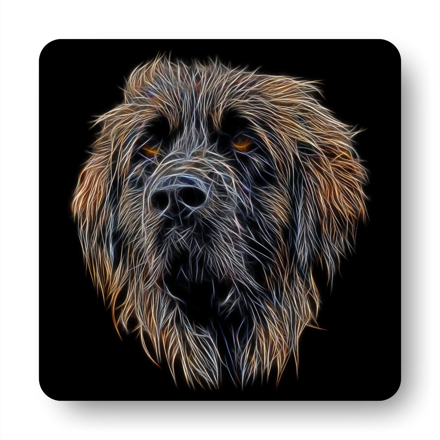 Leonberger Coaster Set with Stunning Fractal Art Design.