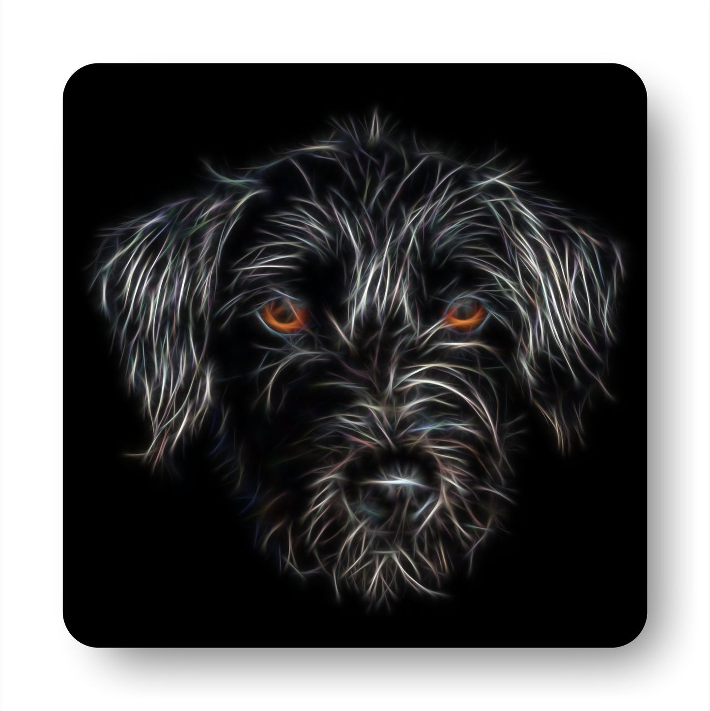 Black Jackapoo Coasters, Set of 2, with Stunning Fractal Art Design.