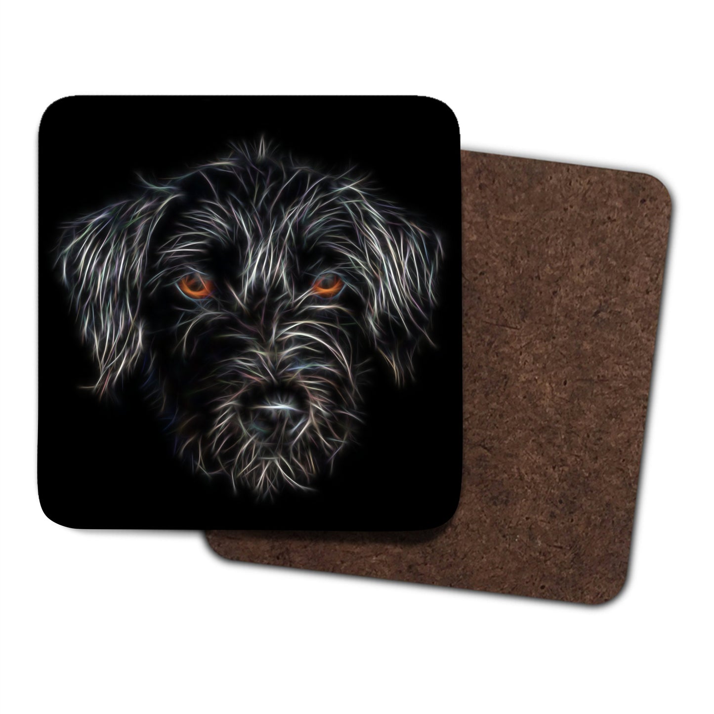 Black Jackapoo Coasters, Set of 2, with Stunning Fractal Art Design.