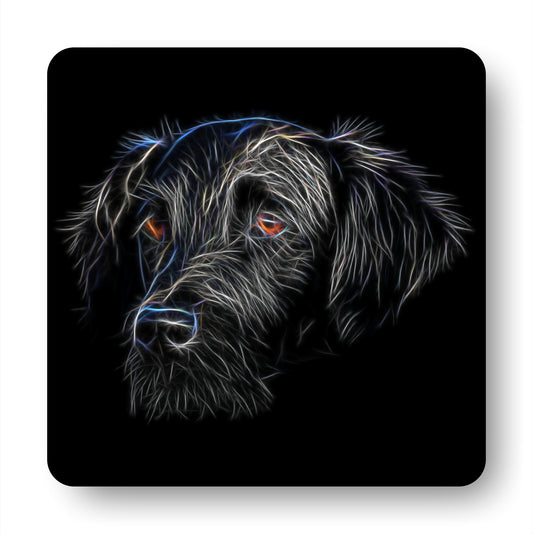 Flat Coated Retriever Coasters, Set of 4, with Stunning Fractal Art Design, Perfect Dog Owner Gift