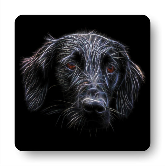 Flat Coated Retriever Coasters, Set of 4, with Stunning Fractal Art Design, Perfect Dog Owner Gift