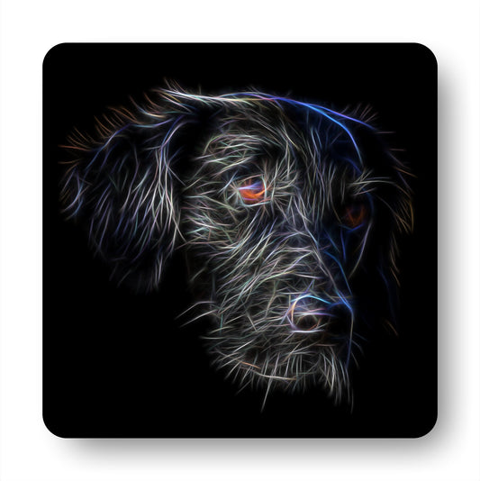 Flat Coated Retriever Coasters, Set of 4, with Stunning Fractal Art Design, Perfect Dog Owner Gift