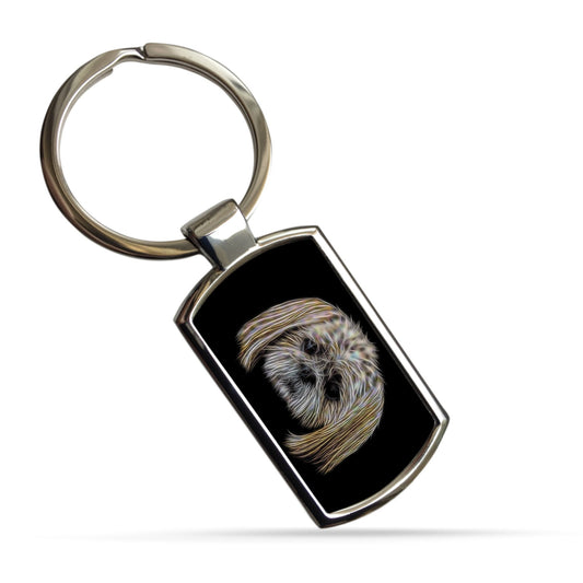 Shih Tzu Keychain with Fractal Art Design.