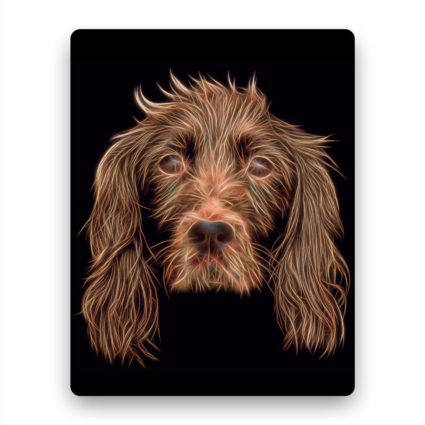 Red Working Cocker Spaniel Metal Wall Plaque with Stunning Fractal Art Design