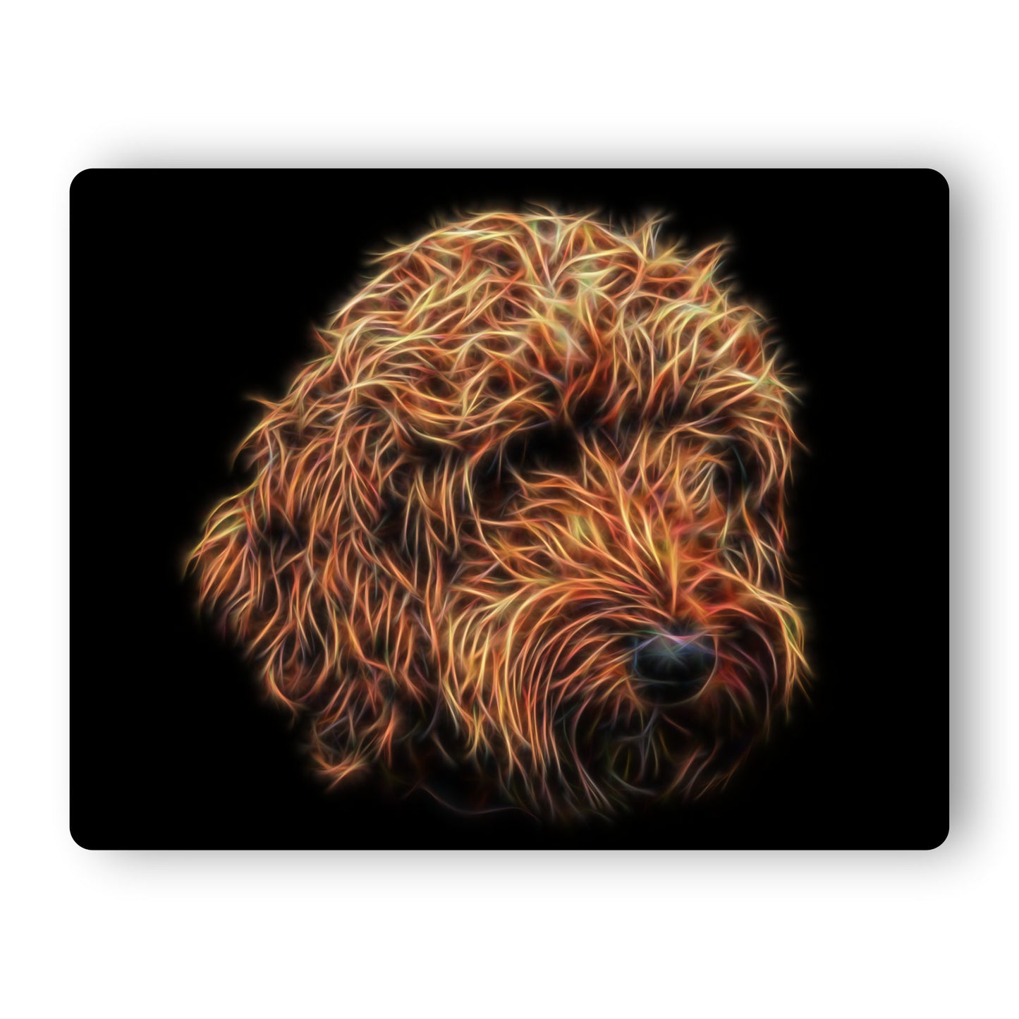 Red Labradoodle Metal Wall Plaque with Stunning Fractal Art Design.