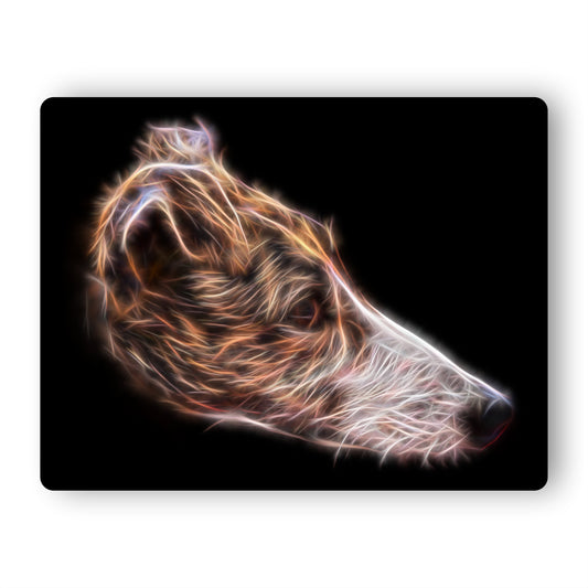 Brindle and White Greyhound Metal Wall Plaque with Stunning Fractal Art Design. Perfect Dog Owner Gift