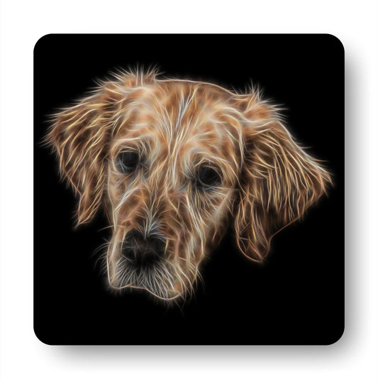 Golden Retriever Coasters, Set of 4, with Stunning Fractal Art Design. Perfect Owner Gift.