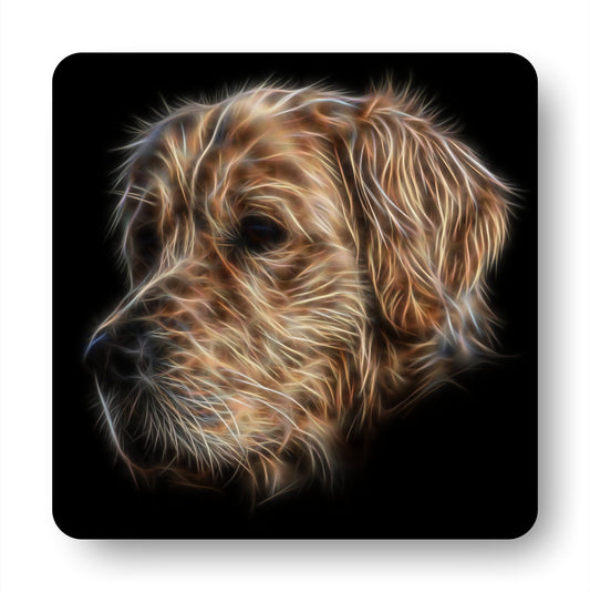 Golden Retriever Coasters, Set of 4, with Stunning Fractal Art Design. Perfect Owner Gift.