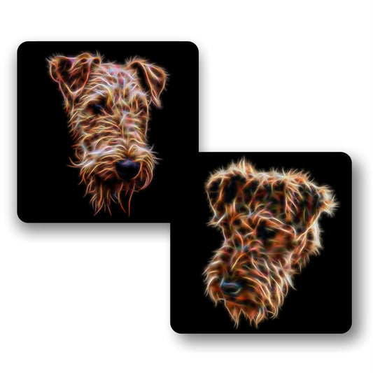 Airedale Terrier Coasters with Fractal Art Design