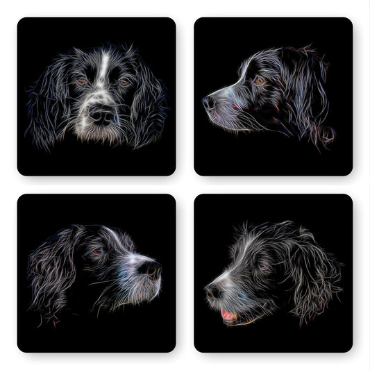 Sprollie Coasters, Set of 4, with Stunning Fractal Art Design. Perfect Dog Owner Gift.