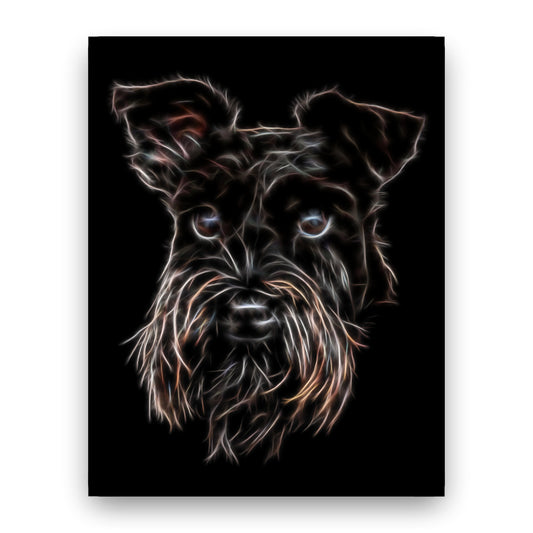 Black Schnauzer Print with Stunning Fractal Art Design. Various Sizes Available