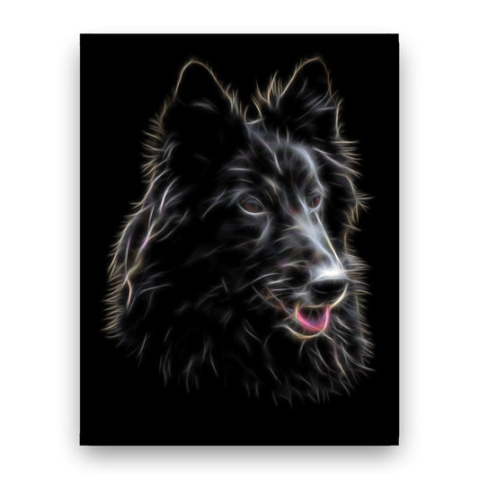 Belgian Shepherd Groenendael Print with Stunning Fractal Art Design. Various Sizes Available