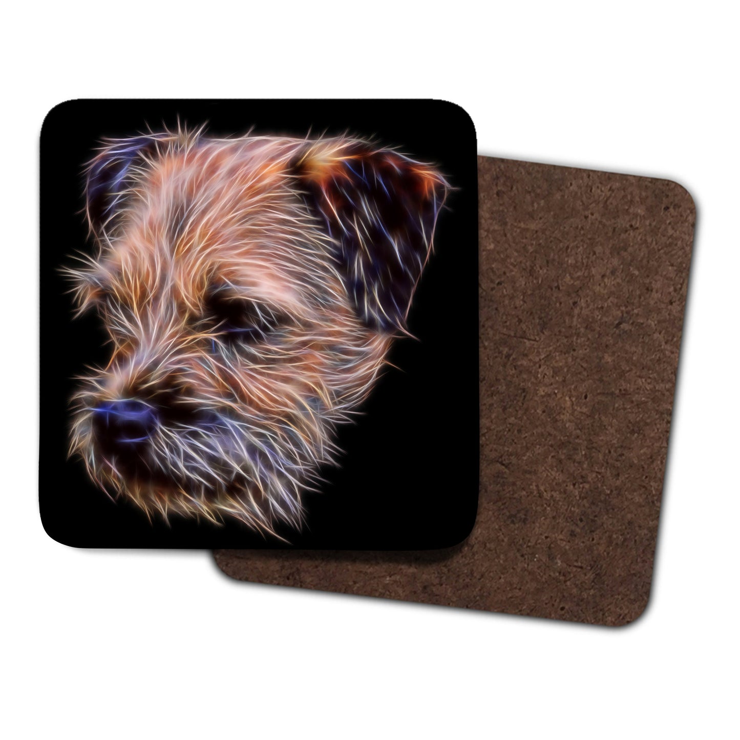 Border Terrier Coasters, Set of 2, with Fractal Art Design