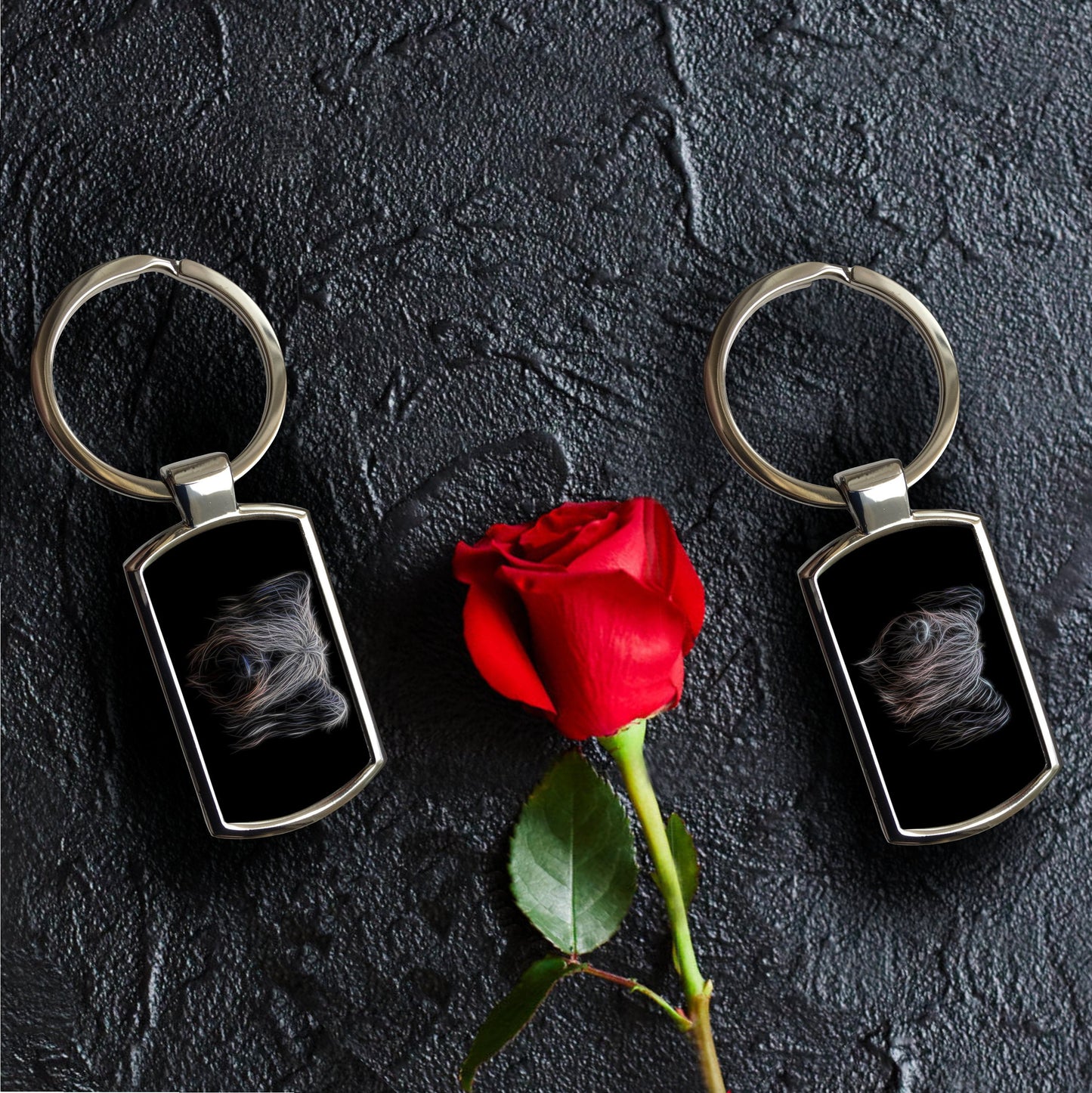 Skye Terrier Keychain with Stunning Fractal Art Design. Skye Terrier Dog Gift