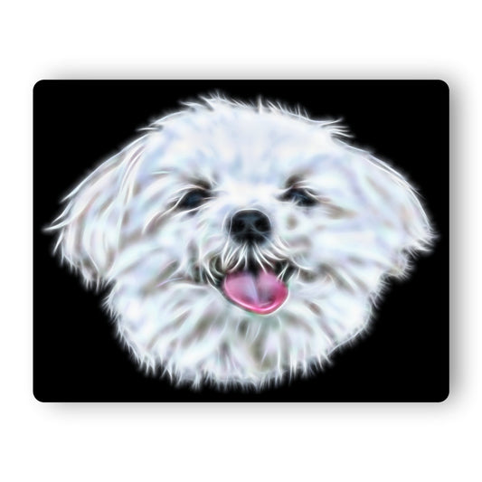 Maltese Dog Metal Wall Plaque with Stunning Fractal Art Design