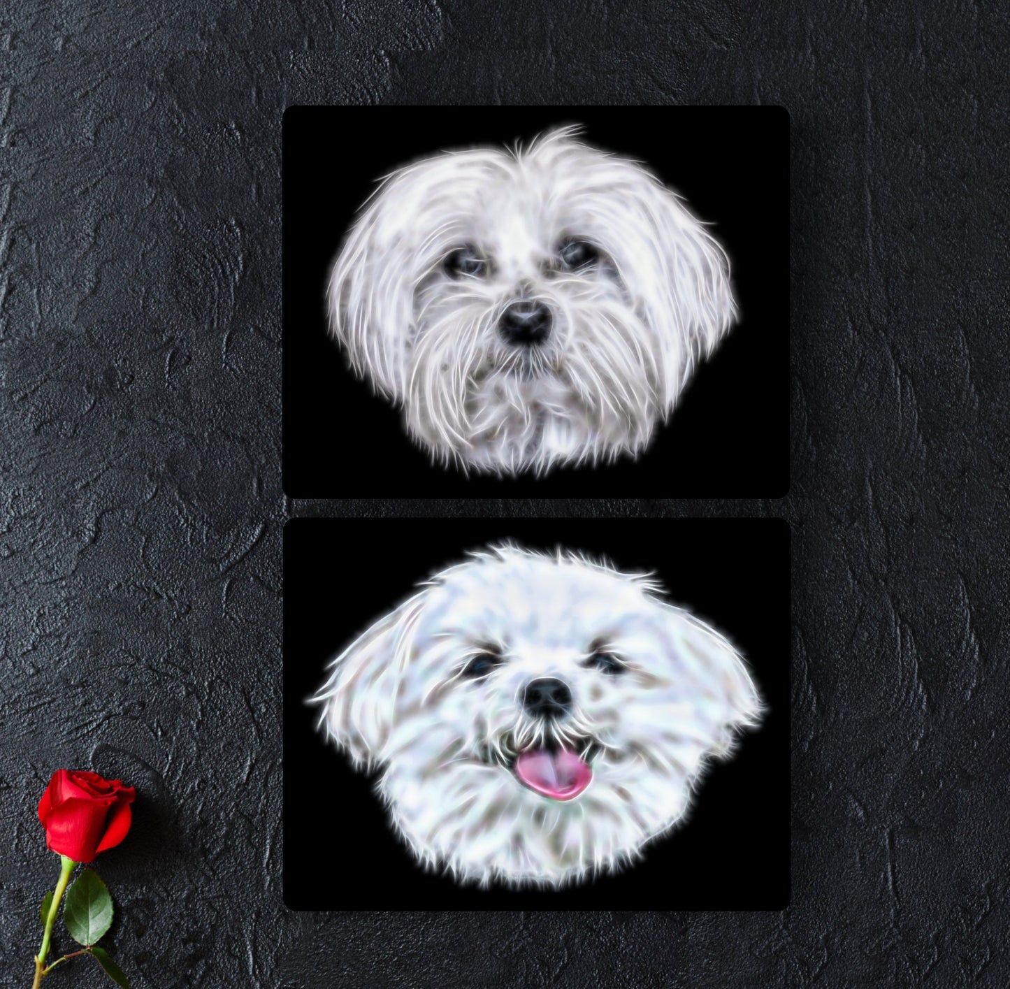 Maltese Dog Metal Wall Plaque with Stunning Fractal Art Design