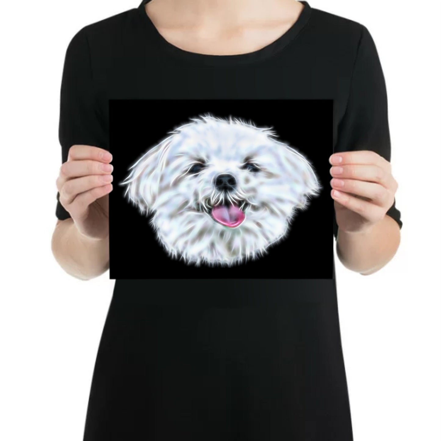 Maltese Dog Metal Wall Plaque with Stunning Fractal Art Design