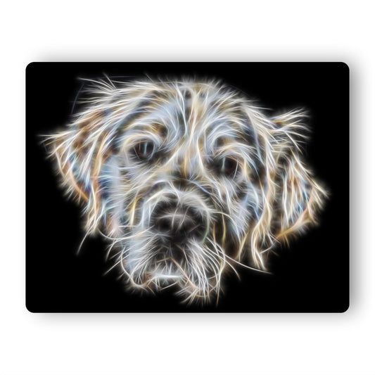 Golden Retriever Metal Wall Plaque with Stunning Fractal Art Design. Light Cream Golden Retriever