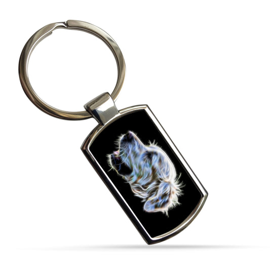 Golden Retriever Dog Keychain with Stunning Fractal Art Design