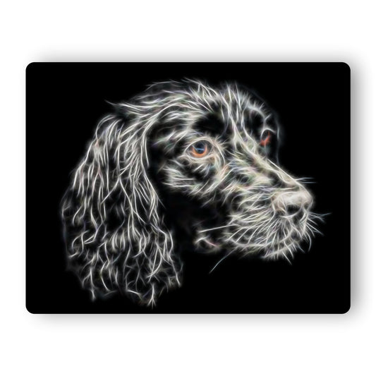 Black Sprocker Spaniel Aluminium Metal Wall Plaque with Fractal Art Design