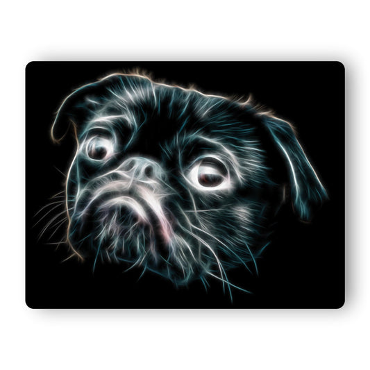 Pug Metal Wall Plaque with Stunning Fractal Art Design.
